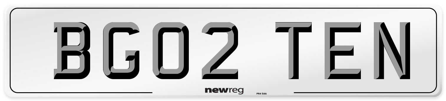 BG02 TEN Number Plate from New Reg
